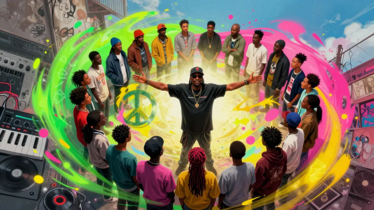 Afrika Bambaataa uniting youth through hip hop culture and art.