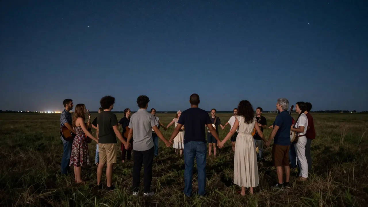 Diverse group united by music under stars