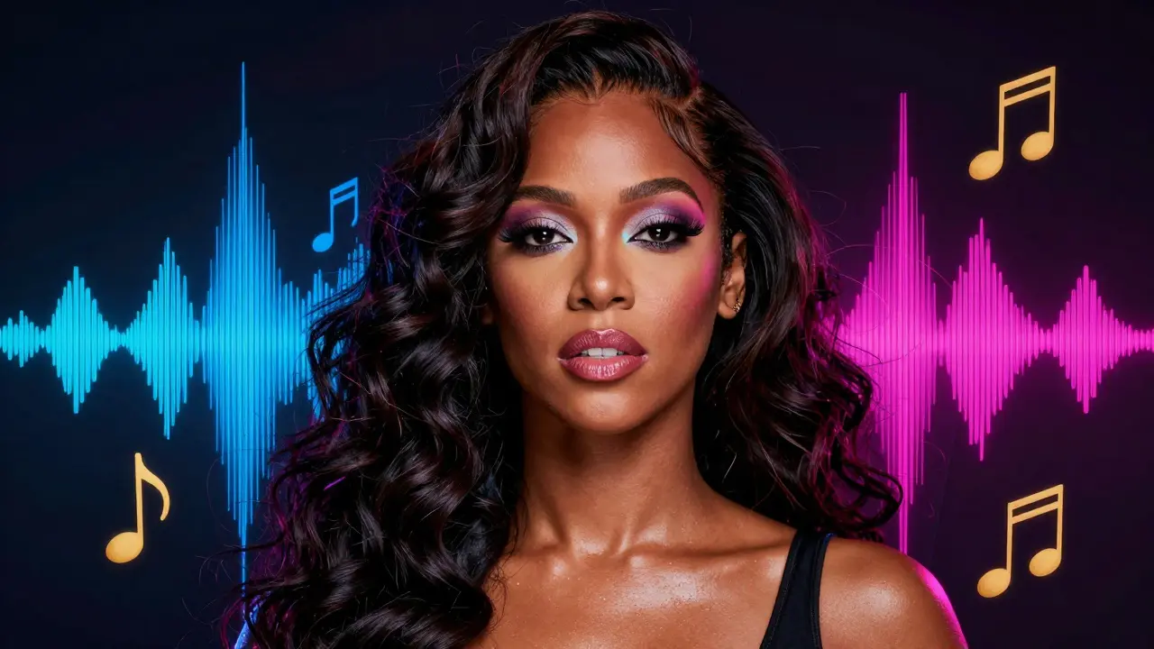 Modern artistic portrait of a confident Black R&amp;B artist